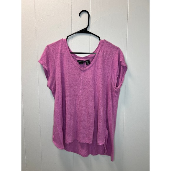 Tahari Tops - Tahari Linen Top V-Neck Short Sleeve Casual Everyday Blouse Pink Size L